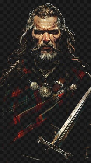 Premium Psd Psd Of Celtic Man Portrait Wearing A Traditional Kilt And A Sporran Tshirt Design