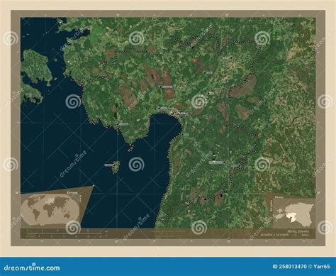 Parnu Estonia High Res Satellite Labelled Points Of Cities Stock
