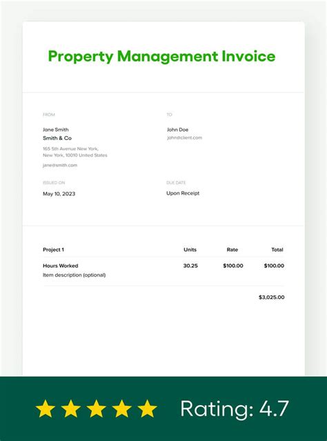 Printable Property Management Invoice Template