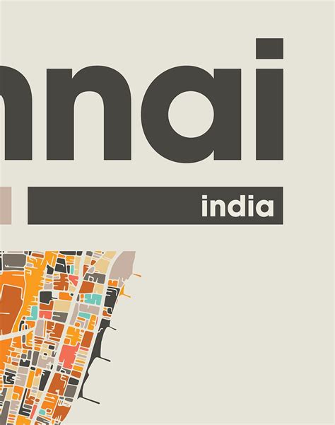 Buy Chennai Colorful Map City Of Chennai Map Chennai Minimalist Map