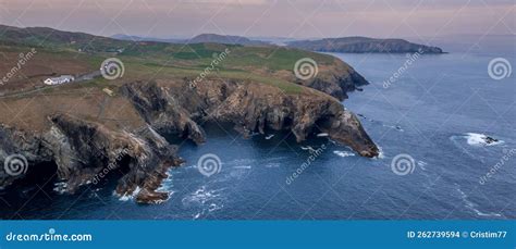 Aerial View With Mizen Head Lighthouse With Spectaculars Cliffs In West