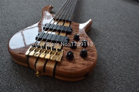 Custom Ken Smith 6 Strings Natural Quilted Maple Top Electric Bass Gutiar Rosewood And Maple