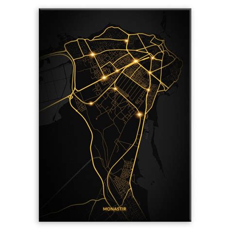 Plakat Metalowy Mapa City Lights Monastyr L MURRANO