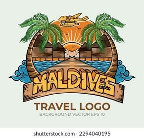 Maldives Travel Logo Vector Illustration Banner Stock Vector Royalty