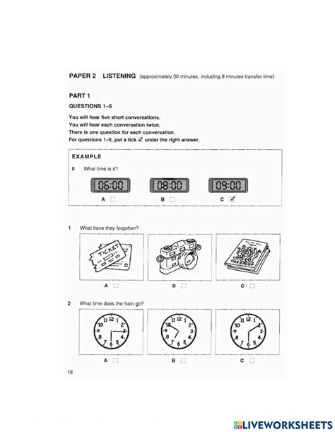 Ket 1 Test 1 Worksheet Live Worksheets