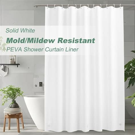 Inosoo Solid White Peva 72 X 72 Shower Curtain Liner Heavy Duty Mold And Mildew Resistant