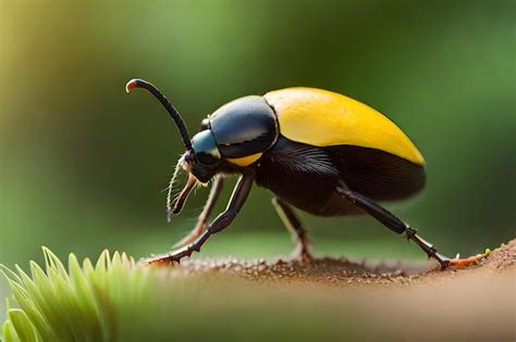Besouro Preto E Amarelo - Um besouro preto e amarelo com corpo preto e amarelo caminha sobre um ...