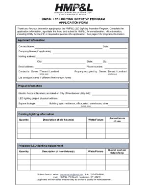 Fillable Online Hmpl Led Incentive Program Application Form Rev