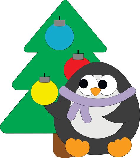 Pinguim Bonito Dos Desenhos Animados E Rvore De Natal Desenhar