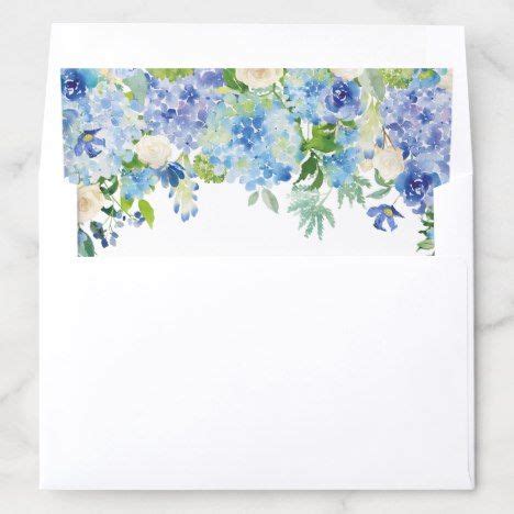 Light Blue Hydrangea Floral Watercolor Envelope Liner Zazzle Blue