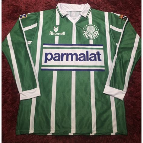 Camisa Retr Palmeiras Parmalat Manga Longa Escorrega O Pre O