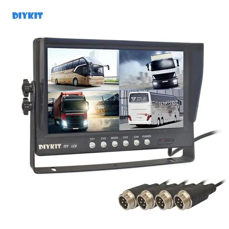 Diykit 9 4ch 4pin 4 Split Quad Screen Display Backup Rear View Car