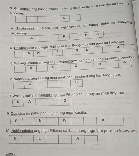 Gawain 1 Punan Mo Ako Panuto Punan Ng Nawawalang Titik Ang Ilang Mga