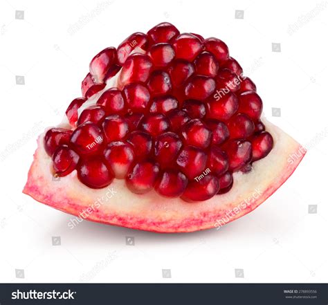 Ripe Pomegranate Fruit Segment Isolated On White With Clipping Path