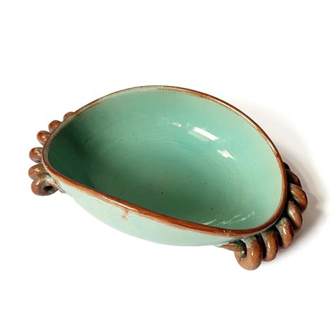 Alexandre De Wemmel Pottery Dish In Gorgeous Turquoise Complementary