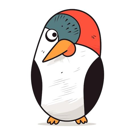 Cute Pinguin In Einer Roten M Tze Cartoon Vektor Illustration Premium