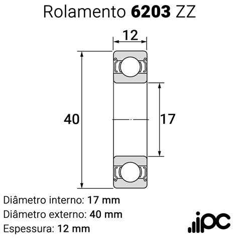 Rolamento Rígido de Esfera 6203 ZZ Kit 10 Peças