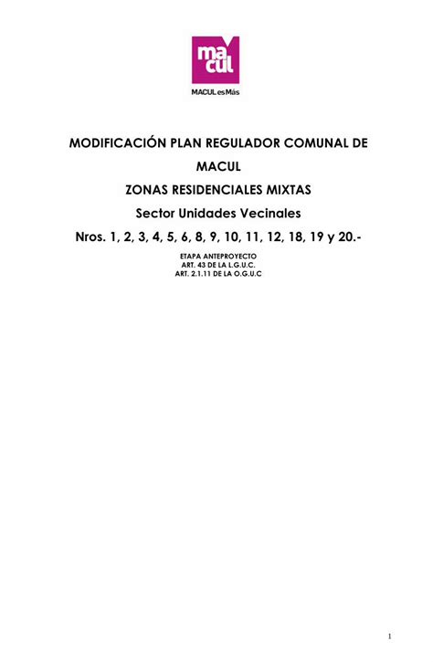 PDF MODIFICACIÓN PLAN REGULADOR COMUNAL DE MACUL ZONAS DOKUMEN TIPS