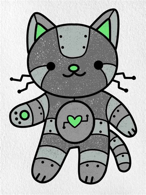 Robot Cat Drawing - HelloArtsy