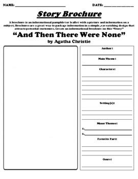 And Then There Were None By Agatha Christie STORY BROCHURE TPT