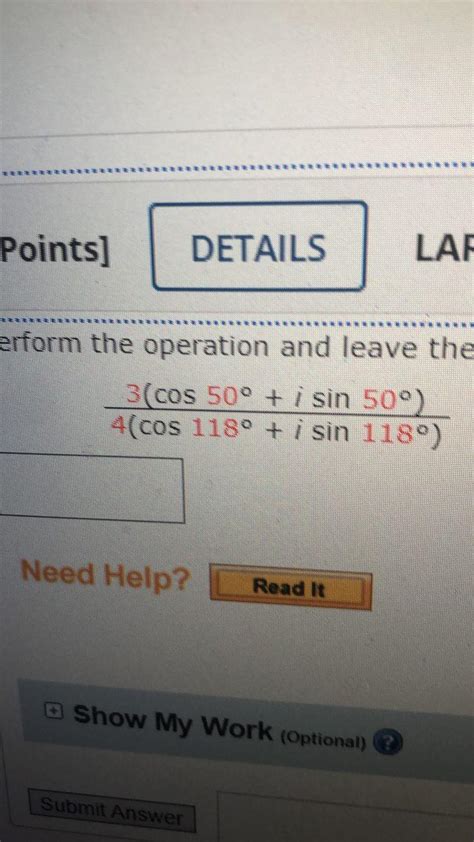 Solved Points DETAILS LAR Erform The Operation And Leave Chegg