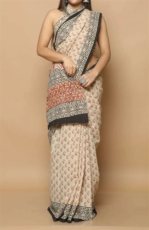 Hand Block Printed Cotton Saree At 85 Indian Sarees In Jaipur ID