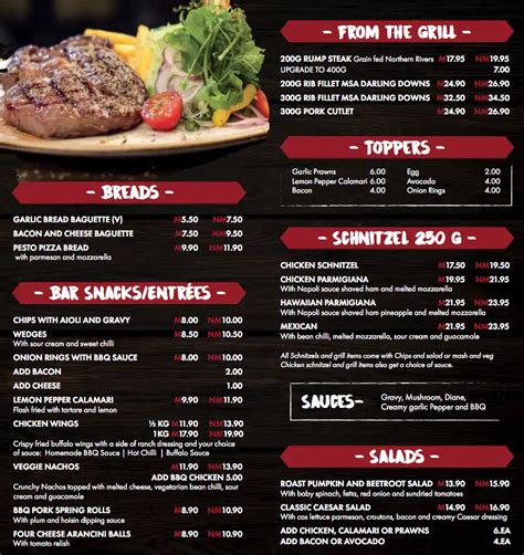 Longhorn Printable Menu