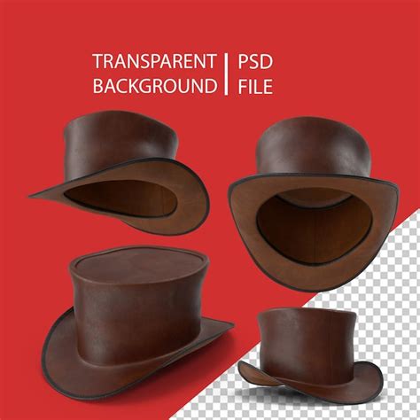 haut de forme en cuir marron png psd premium