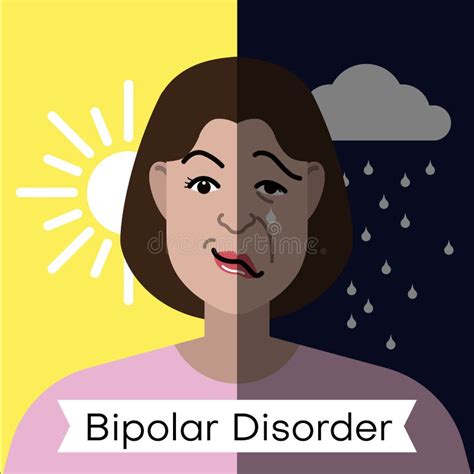 Bipolar Disorder Concept Set Of Flat Illustration About Mental Health