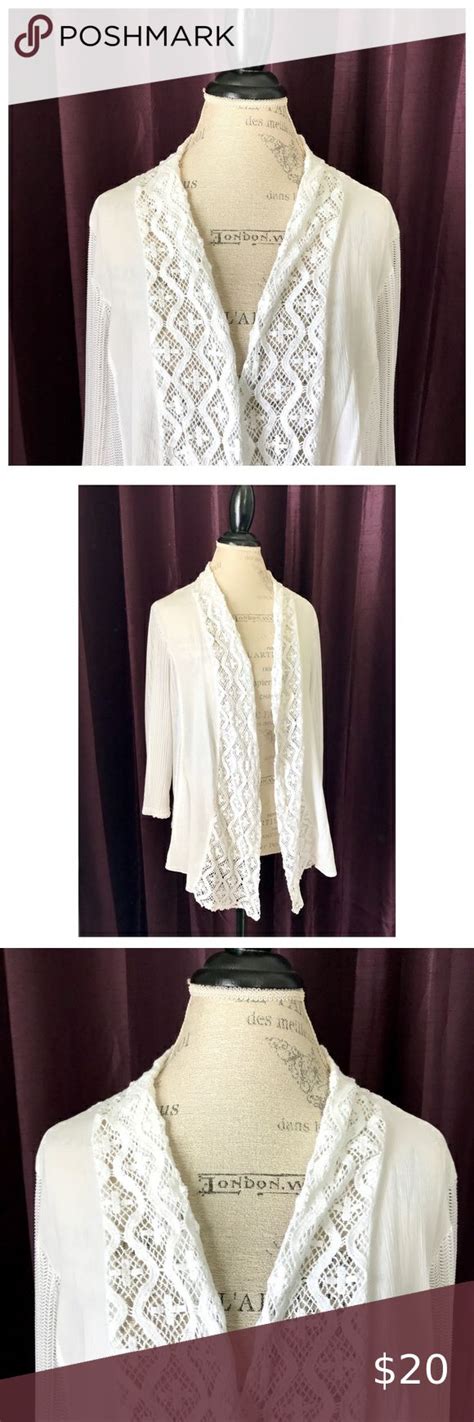 Alfred Dunner Cardigan Euc White Cotton Cardigan Crochet