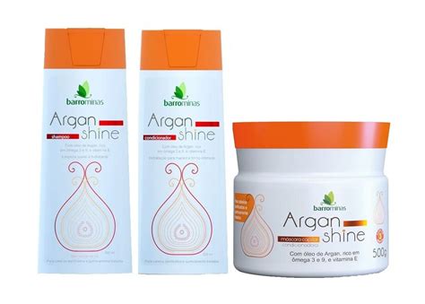 Kit Para Cabelos Danificados Barrominas Argan Shine Sh Cond M Sc G