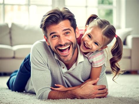 Premium Photo Father And Daughter Having Fun At Home