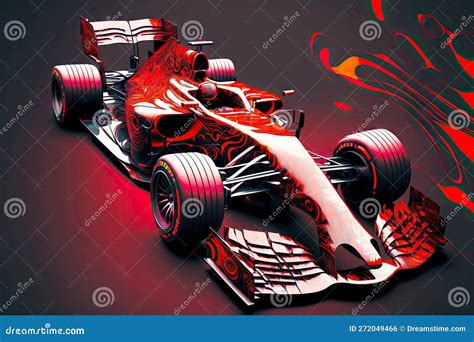 Powerful Red Racing Car At Formula One Racing Generative Ai Stock