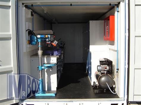 View a picture of the interior of a workshop container conversion, and ...