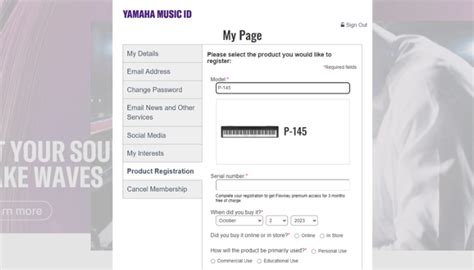 How to register your product on Yamaha My Page