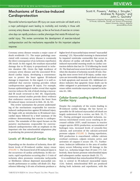 PDF Mechanisms Of Exercise Induced Cardioprotection