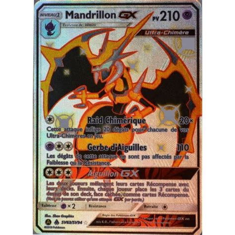 Carte Pok Mon Sv Mandrillon Gx Pv Shiny Sl Soleil Et