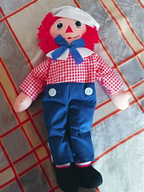 Vintage Raggedy Andy Doll 18 Knickerbocker 1970 S Etsy Raggedy