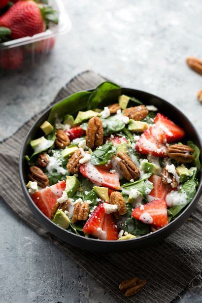 Strawberry And Avocado Spinach Salad With Candied Pecans Avocado