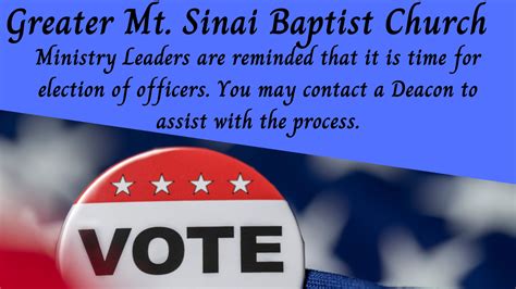 Election Of Officers — Greater Mt Sinai Baptist Church Charlotte Nc