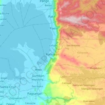 Mapa topográfico Kalayaan, altitude, relevo