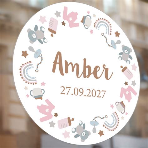 Raamsticker Geboorte Baby Pink Boho Jetjes Jobjes