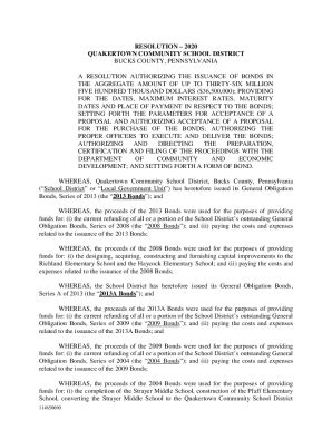 Fillable Online A Resolution Authorizing The Issuance Of Bonds In Fax