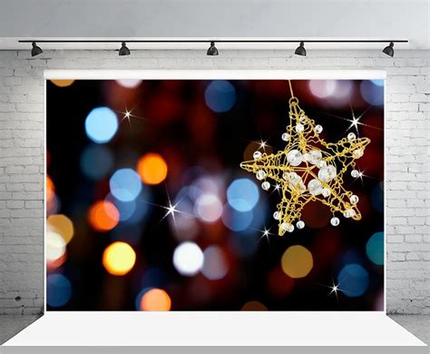 HelloDecor 7x5ft Abstract Bokeh Photography Background Christmas Star