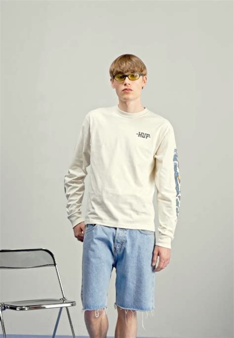 Huf Rogue Wave Tee Long Sleeved Top Bone Sand Uk