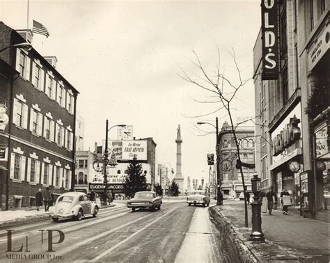 Downtown Lancaster, Pennsylvania, looking east at Penn Square from West King Street January 1964 ...