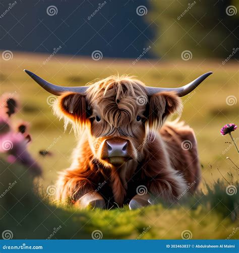 Adorable Baby Highland Cow Stock Illustration Illustration Of Karras