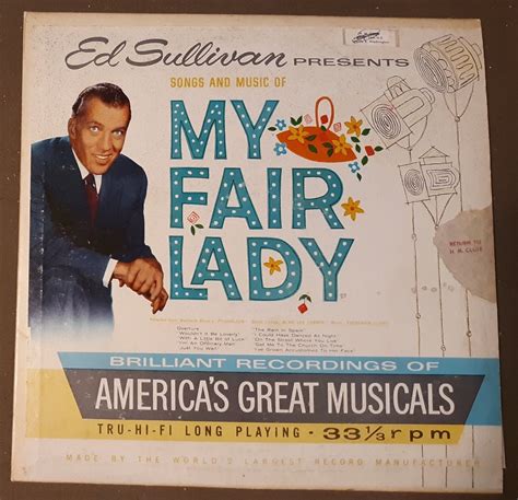 Ed Sullivan Songs And Music From My Fair Lady By National Academy 33rpm Vinyl Lp Ebay