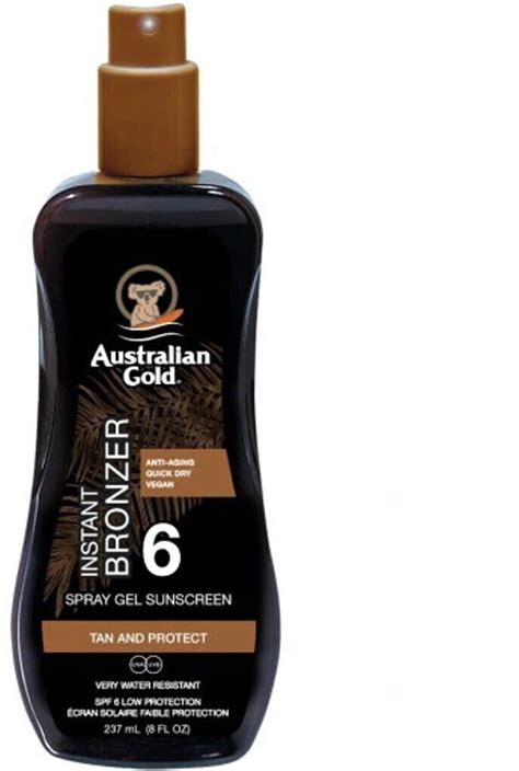 Australian Gold Instant Bronzer Spray Gel Sunscreen SPF6 237ml Ab 14