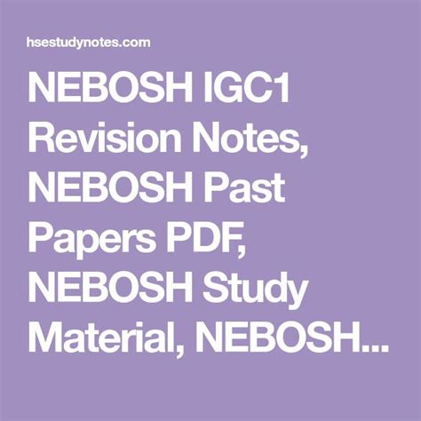 NEBOSH IGC1 Revision Notes 2024